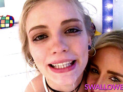 デカチン, フェラチオ, 茶髪の, 口内発射, イく瞬間, コキ, フェラする