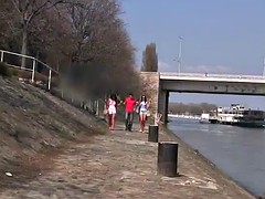 美女, ビキニ, 茶髪の, カップル, グループ, ハードコア, 現実, 剃毛