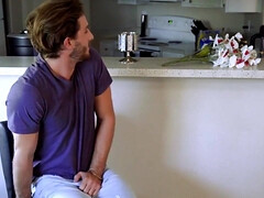 18, ベビーシッター, デカパイ, フェラチオ, 娘, チン, 母, 妻