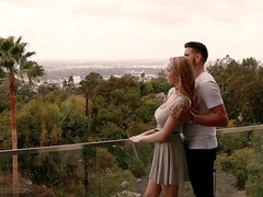 美女, デカチン, デカパイ, ブロンド, チン, 手コキする, 異人種間, パイ刷り