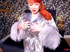 Red XXX masturbating in her black lingerie