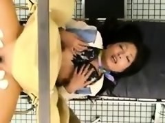 Amateur, Asiatique, Doigter, Poilue, Uniforme