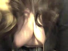 美女, フェラチオ, 茶髪の, オナニー, 一人