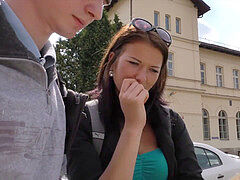 Tourist for money let tricky boy stretch gf all over couch