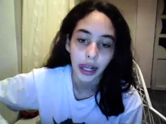 Enthousiasteling, Bruinharig, Masturbatie, Alleen, Tiener, Webcamera