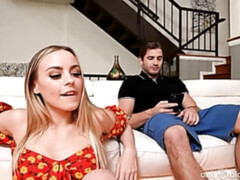 Hot model Anna Clair Clouds sucks a long penis down on the knees