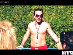 3 horny mummies poolside pick up poolboy for three-way