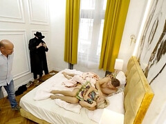 美女, デカパイ, フェラチオ, 捕まる, ヨーロピアン, ホテル, 淫乱熟女, 妻