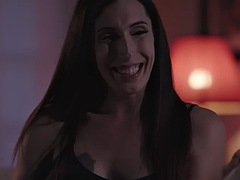 Busty shemale bareback fucked by boyfriend after blowjob and ass