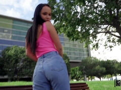 Chica, Mamada, Universidad, Dinero, Desnudo, Al aire libre, Montar, Flaco