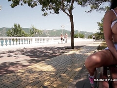 ビーチ, 茶髪の, 巨乳な, 自然山雀, アウトドア, 公共, ロシア人, オッパイの