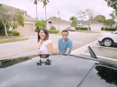 デカ尻, フェラチオ, 茶髪の, 車, バック, 顔射, Hd, アウトドア