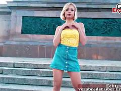 Blonde, Exhib, Allemand, Hard, De plein air, Public, Pute, Adolescente