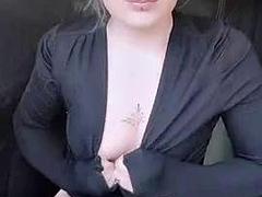 素人, ブロンド, 車, 下着, 淫乱熟女, 公共, 一人, おもちゃ