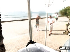 Nana, Plage, Blonde, Massage, Nue  à poil, De plein air, Public, Maigrichonne