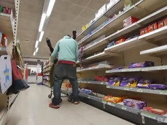 Mariskax fucks two random dudes in a grocery store late at night