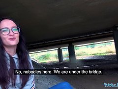 Sasha Sparrow's hot Czech body drilled hard under a public bridge after a sloppy BJ
