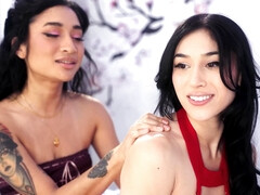 美女, デカパイ, 茶髪の, フェティッシュ, レズビアン, なめる, オマンコ