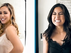 Gros seins, Blonde, Embrassement, Lesbienne, Léchez, Chatte, Criant, Dénudage