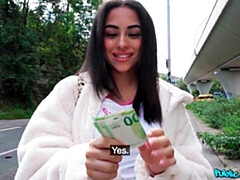 デカ尻, デカチン, フェラチオ, 茶髪の, バック, お金, アウトドア, ティーン