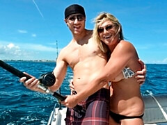 Playful fake-boobed blonde Brandi Jaimes gets fucked on the boat