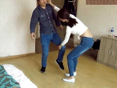 Chinese ballbust in tight jeans