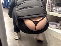 素人, 露出狂, ジーンズ, 公共, 現実, 一人, ヒモパン, のぞき