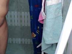 Tussi, Pummelig, Latina, Masturbation, Dusche, Solo, Titten, Vintage