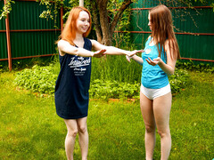 茶髪の, レズビアン, なめる, オマンコ, 赤毛, ソフトコア