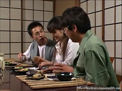 アジア人, 美女, 茶髪の, 毛深い, ハードコア, ティーン, 三人, オッパイの