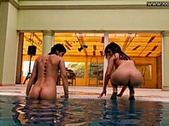 18, 美女, デカパイ, 茶髪の, 公共, ロシア人, シャワー, 水中