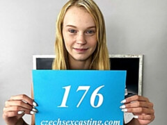 Novice blonde darling shows off in casting