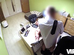 Mollig, Dichtbij, Hondjeshouding, Europees, Vrouw, Hd, Zoon, Tiener