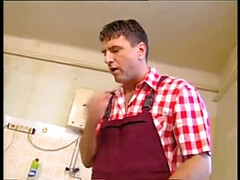 Grosser schwanz, Blondine, Schwanz, Deutsch, Hd, Küche, Nackt, Muschi