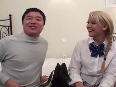 Asiatisch, Blondine, Blasen, Hd, Interrassisch, Japanische massage, Muschi, Rock