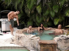 Bad, Schwanz, Lecken, Masturbation, Im freien, Pool, Muschi, Rasiert