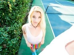 ブロンド, フェラチオ, 捕まる, バック, 手コキする, オナニー, ガリガリ, ティーン