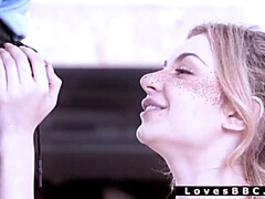 Demi, the slim blonde, and her black personal trainer Jovan: Will Mike catch them in the act? Demi can't resist Jovan's huge cock and gives 