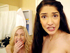 Both stepsisters pounded at a soiree by their stepbro