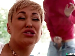 デカパイ, ブロンド, フェラチオ, チン, 顔射, 手コキする, 天然, ハメ撮り