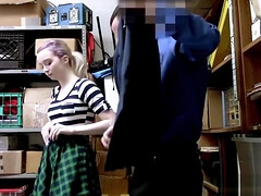 Pale emo teen 18+ shoplifter punish fucked by a LP officer