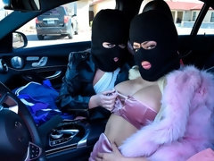 デカパイ, ブロンド, 女 人男 人, 手コキする, レズビアン, オナニー, オマンコ, ストリッピング