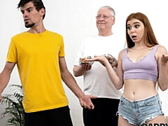 18, デカ尻, フェラチオ, バック, 自然山雀, 赤毛, ティーン, オッパイの