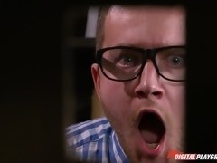 Zwart, Gevangen, 1 man 2 vrouwen, Interraciaal, Likken, Kantoor, Kut duiken, Trio