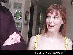 Pijpbeurt, Klein, Roodharige vrouw, Mager, Tiener, Trio