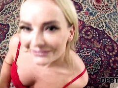 Blonde MILF with smarts solved all her problems in 4K POV debt4k video