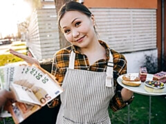 素人, アジア人, デカ尻, フェラチオ, 茶髪の, バック, お金, ティーン