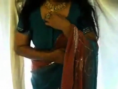 British Indian wife gives sexy strip. cum on tits