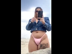 FEELING MY HOTWIFE'S HARD DICK ON THE BEACH