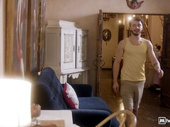 デカチン, ブロンド, 茶髪の, 女, オマンコ, 三人, オッパイの, 濡れ